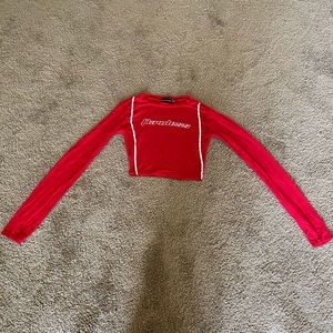 FLAWLESS red long sleeve crop top